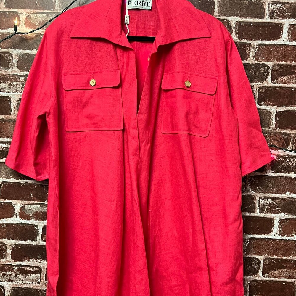 Gianfranco Ferré Vintage 100% Linen Safari Shirt L/XL